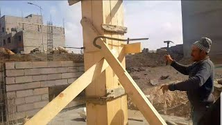 تعلم كيف تعمل نجارة عمود بكل سهولة Learn how to do column carpentry for my house in the middle▶️55