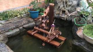 Cara Membuat Kincir Air dari Bambu Sederhana Hiasan Taman Kolam