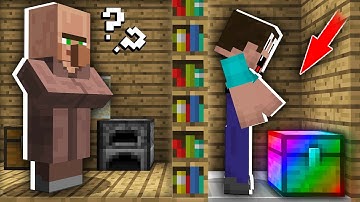Minecraft NOOB vs PRO: HOW NOOB HIDE THIS SUPER RAINBOW CHEST FROM VILLAGER! 100% trolling