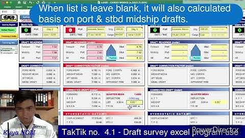 TakTik No. 4.1 - How to use my excel program of draft survey.