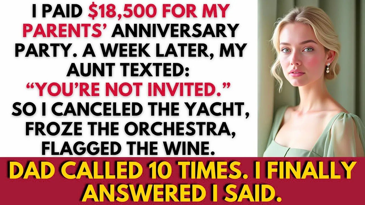 I Paid $18,500 Toward My Parents’ Anniversary Party  Yacht, Live Orchestra, Wine  A Week Later…