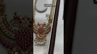 very beautiful and lightweight gold gandaberunda pendant design with matching earrings only 12gm