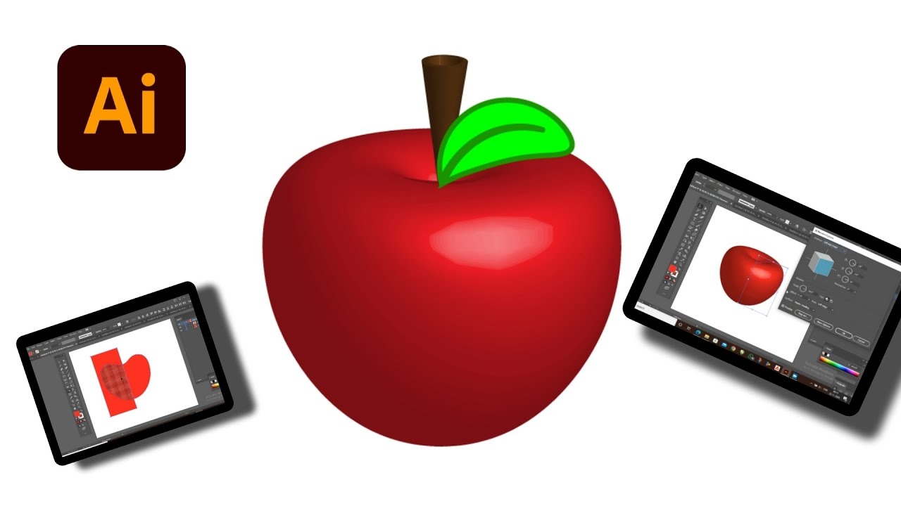 3D effect apple in Adobe illustrator Nightingalelight 🌠 - YouTube