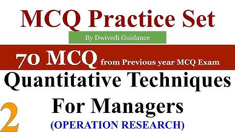 2| Quantitative Techniques for Managers MCQ | aktu previous year mcq | operation research mcq, QTM