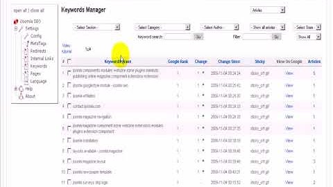 How to use the keywords settings feature of iJoomla SEO