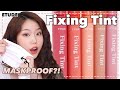 MASKPROOF !! Etude House NEW FIXING TINTS all color swatch / smear test / maskproof tint