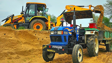 Jcb 3dx Eco Excellence Backhoe Loaded Mud In Eicher 380 and Farmtrac 60 Tractor। Massey Tractor