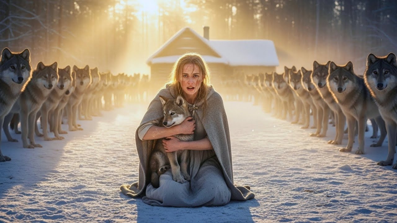 With Her Final Strength, She Protected a Wolf Cub… By Sunrise, 100 Wolves Surrounded Her Home