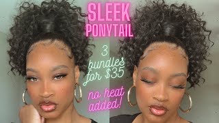 High Sleek curly weave ponytail\ Organique Hair