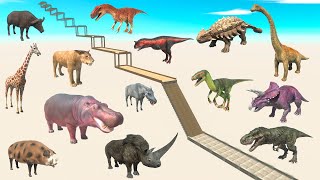 Animals vs Dinosaurs Downhill Race - Animal Revolt Battle Simulator
