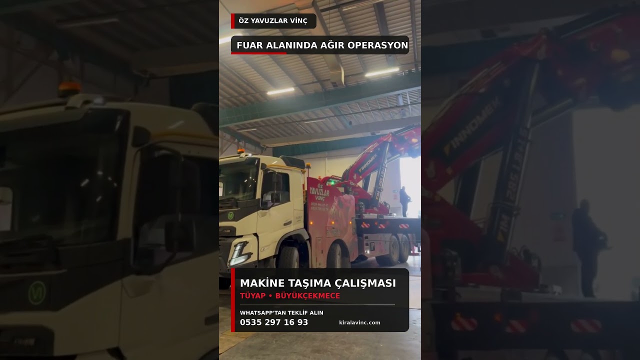 Büyükçekmece Vinç Kiralama - TÜYAP Fuar Alanında Makine Taşıma - kısa video, Öz Yavuzlar Vinç