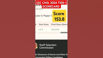 SSC CHSL 2024 TIER-1 SCORECARD | Score 153.8 | #ssc #chsl #score #sscchsl #sscexam #shortvideo