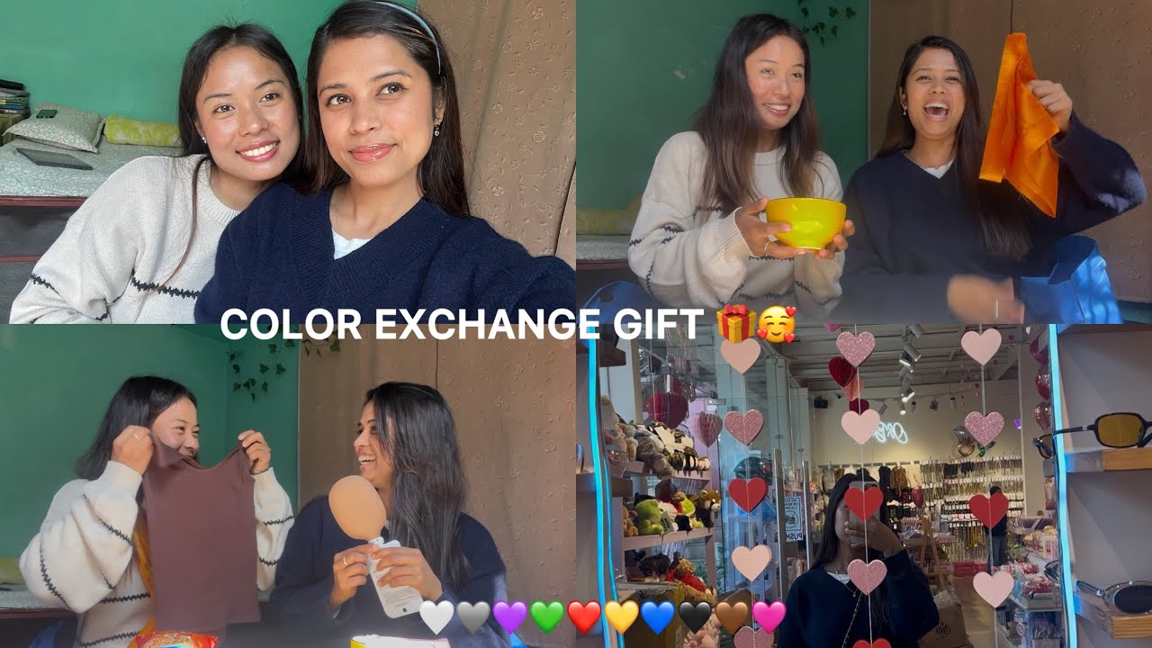 Color Exchange Gift🎁🥰| cute saman paiyo😂| Friendship 🩷| Mina.oli2019🤍