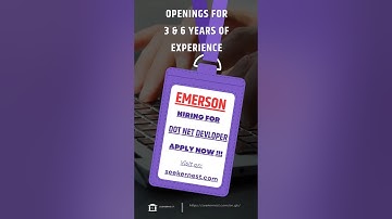 Latest hiring for Dot Net Developer| job openings | Emerson | Experience #hiring #jobs