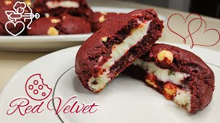 Galletas Red Velvet con Chispas y Relleno de Queso Crema | Receta Viral Paso a Paso