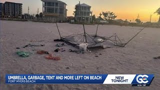 Crews clean up trash left behind over Memorial Day weekend on Fort Myers Beach