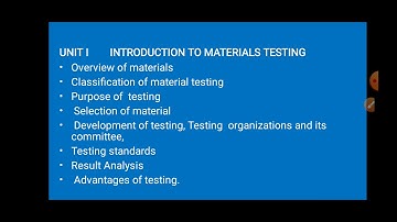 Testing of materials unit I Introduction
