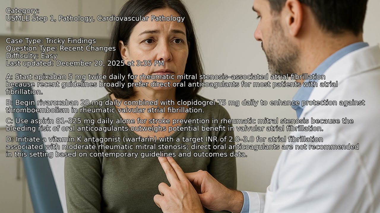 Cardiovascular Pathology, Pathology, USMLE Step 1 - Full Vignette with Extended Explanations