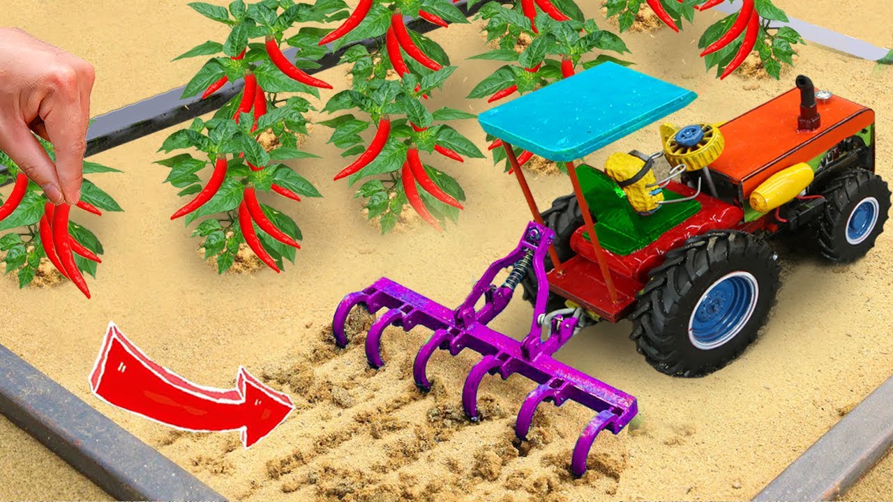 Diy mini tractor making agriculture cultivator for Chilli Farming  pough machine sanocreator