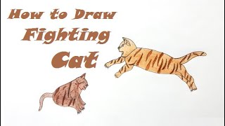 How to Draw Fighting Cat||cat fight||Drawing Lesson for beginners||Appreciate Bright Talent