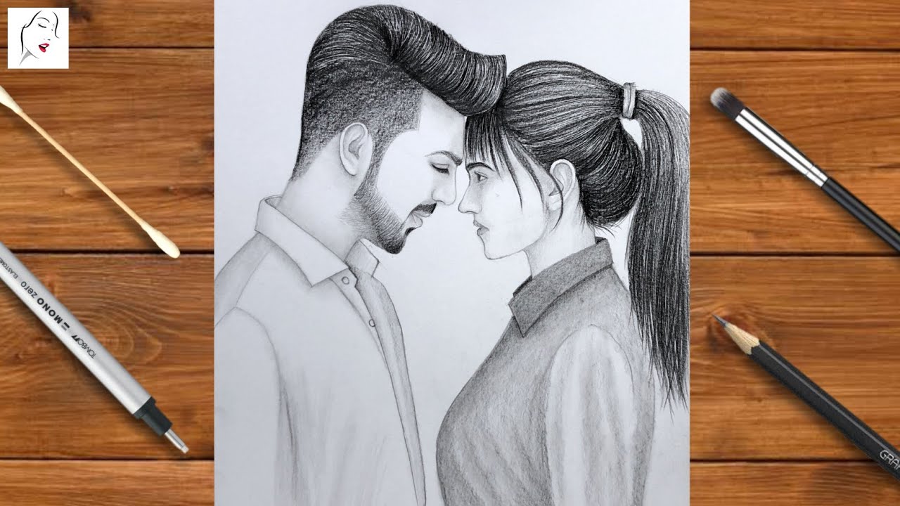 How to draw a Couple Sketch easy | Lovers Couple Drawing | Pencil ...