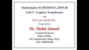 M2 Unit 5 Laplace transforms (Part 4), Solutions of ODE by using laplace transform