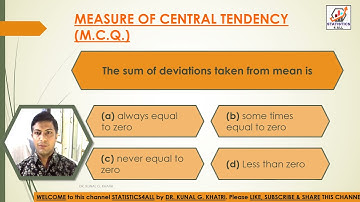 MEASURE OF CENTRAL TENDENCY MCQ PART-2 BY DR KUNAL KHATRI #MEASURE #CENTRAL #TENDENCY #MCQ