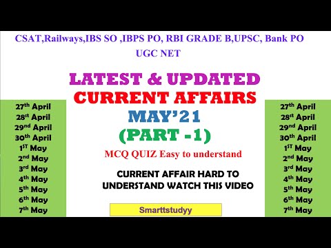 Daily Current affairs || May Month &rsquo;21||Part -1 || UPSC || PCS || SSC || CSAT || General knowledge