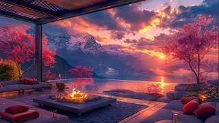 Spring Jazz And Crackling Fireplace Sounds - Smooth Jazz Background Music On A Spring Day For Relax