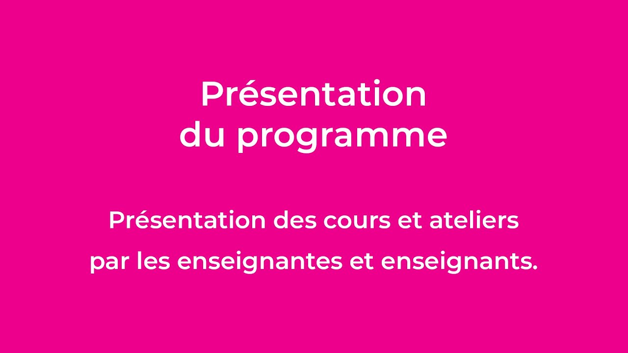 Présentation du programme
