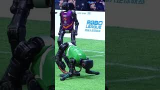 AI-powered humanoid robots play soccer