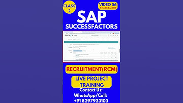 SAP SuccessFactors RCM Training Online Tutorial Class 56 6th Sept 2025 #sapsuccessfactorstraining