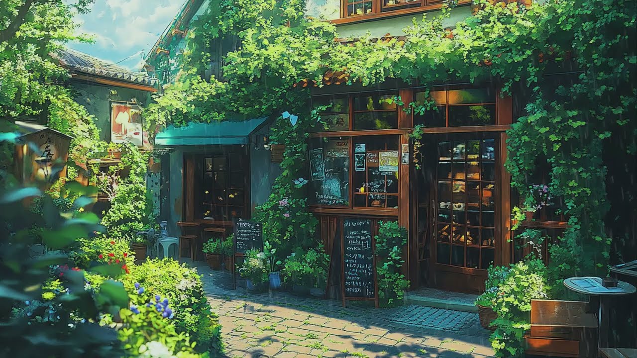 Stuck in a Summer Rain ☔ Hidden Anime Cafe Ambience [Rain Sounds for Sleep & Relax]