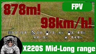 Eachine Wizard X220S Long range 878m / 98km/h (Kalmoukie)