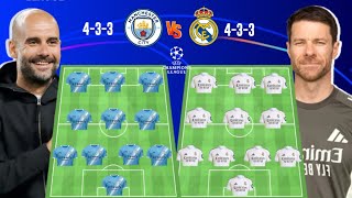 MAN CITY  VS REAL MADRID HEAD TO HEAD PREDICTED LINEUP CHAMPIONS LEAGUE MATCH 6
