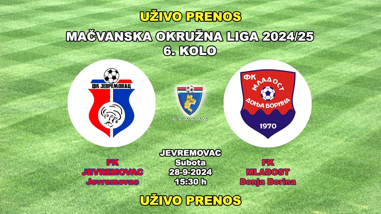 JEVREMOVAC-MLADOST(DB)= UŽIVO PRENOS 28-9-2024 MOL 6. KOLO