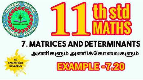 11th maths|chapter7|Matrices and Determinants|Example 7.20