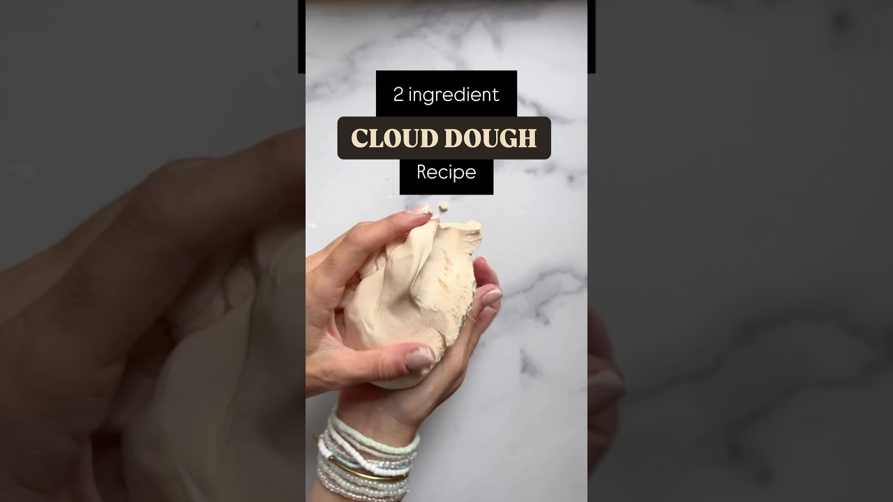 2 ingredient cloud dough recipe! 1 cup conditioner & 2 cups cornstarch! Optional: food dye. Enjoy!