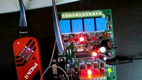 PIC16F628A 4 channel relay board with 4 isolated optocoupled input