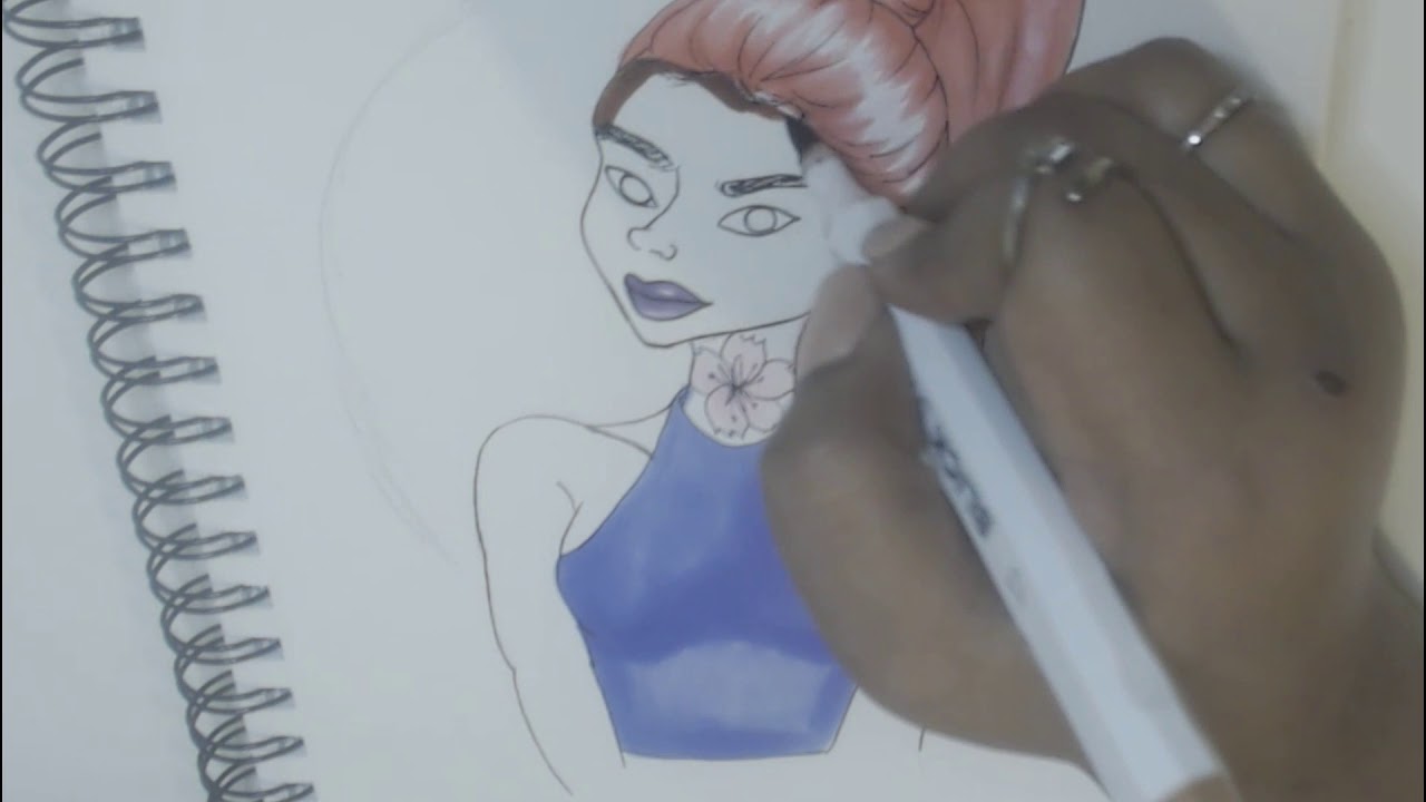 Copic Marker Coloring Dark Skin| Cherry Blossom Girl | With Music