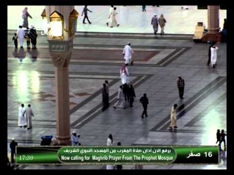أذان المغرب من المسجد النبوي الخميس 16 2 1435 الشيخ عبدالرحمن خاشقجي