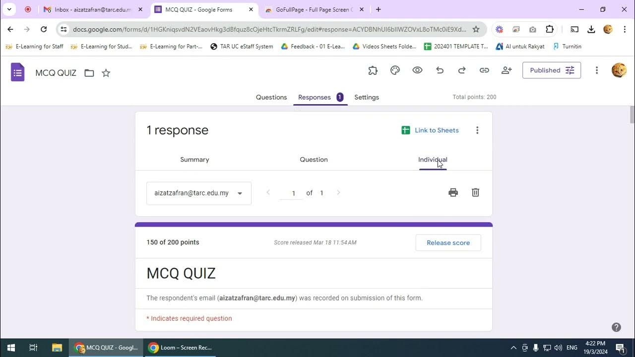 Use GoFullPage Chrome Extension to Print a Form's Individual Response in PDF (Google Form) YouTube