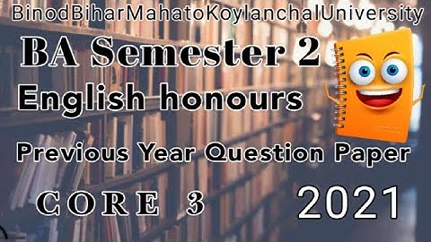 BBMKU BA(UG) Semester-2 Core-3 English Honours Previous Year Question Paper(2021)