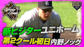 【春季キャンプ】新ビジターユニホームで初練習！第2クール1日目内野ノック【巨人】