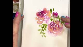 Watercolor fun and easy little roses