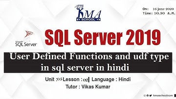 User defined functions and udf type in sql server in hindi