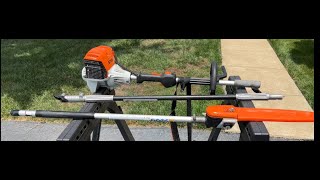 Using STIHL Kombi tools to trim up some trees