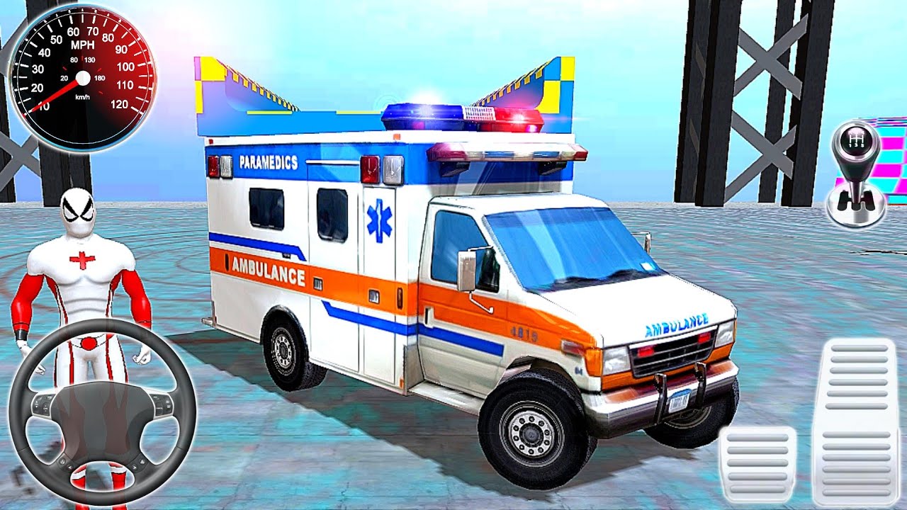 Ambulance Car Stunt Mega Ramp - Emergency Van GT Roof Jumping Racing - Android GamePlay #1