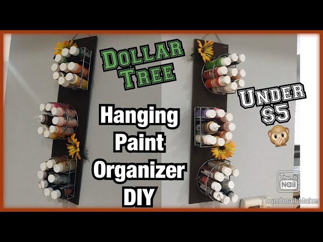 Dollar tree paint shelf DIY / craft room organization / paint