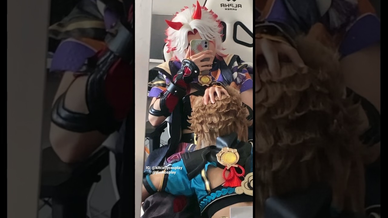 AHM— 😳 #cosplay #genshinimpact #genshinimpactcosplay #ittorou #itto #gorou #aratakiitto